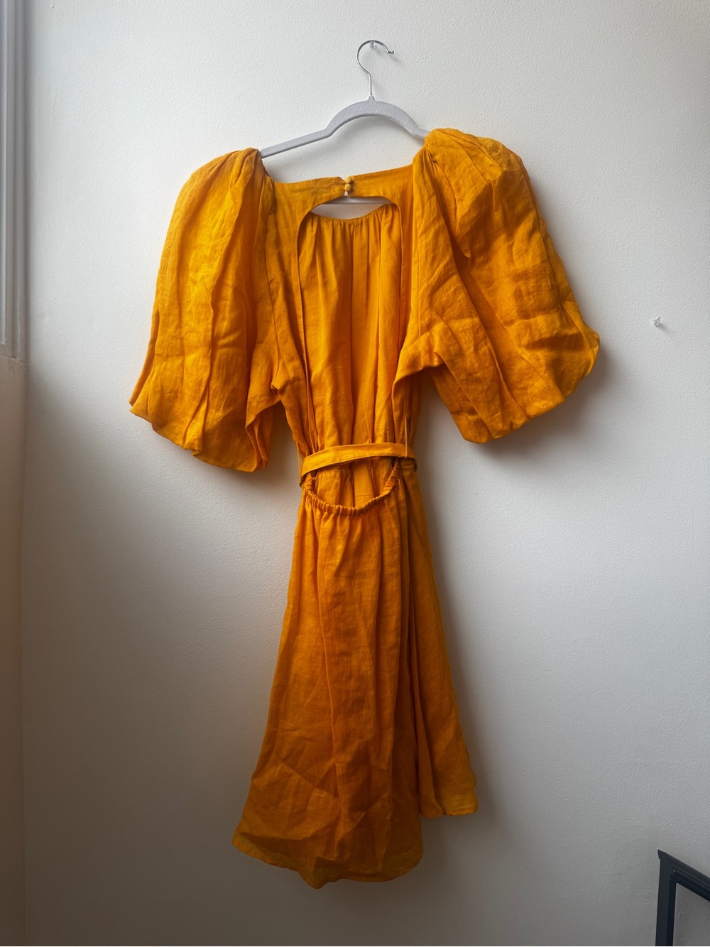 Banana Republic Ramie Puff Sleeve backless Linen Dress NEW - Picture 6 of 6